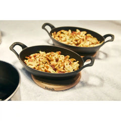 Staub | 6-inch, Oval, Magnetic Wood Trivet, Brown | Cast Iron - Accessories