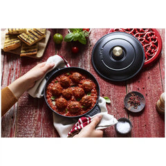 Staub | 8-inch, Round, Covered Baking Dish With Lid, Matte Black | Cast Iron