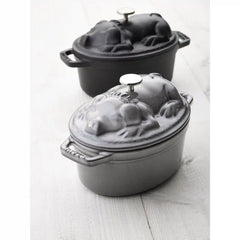 Staub | 1 qt, Oval, Pig Dutch Oven, Graphite Grey | Cast Iron