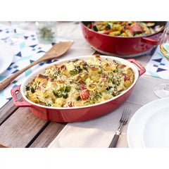 Staub | 12.25 inch, Oval, Baking Dish, Cherry | Stoneware