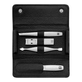 ZWILLING | 4-pc, Leather Manicure Pedicure Set With Compact Nail Clippers, Matte Black | PREMIUM