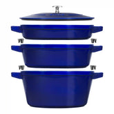 Staub | 4-pc Stackable Cookware Set, Dark Blue, Cast Iron | Cast Iron