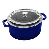 Staub | 4 qt, Round, Glass Lid Dutch Oven, Dark Blue | Cast Iron