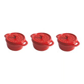 Staub | 3-pc, Mini Round Dutch Oven Set, Cherry | Stoneware