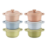 Staub | 6-pc, Mini Round Dutch Oven Set Macaron, Mixed Colors | Stoneware