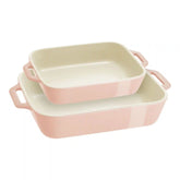 Staub | 2-pc, Rectangular Baking Dish Set Macaron, Light Pink | Stoneware