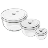 ZWILLING | Vacuum bowl set S/M/L / 6-pc, glass, Transparent-White | Fresh & Save BOWLS