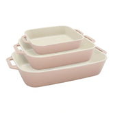 Staub | 3-pc, Rectangular Baking Dish Set, Light Pink | Stoneware