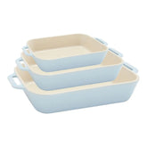 Staub | 3-pc, Rectangular Baking Dish Set, Light Blue | Stoneware
