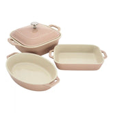 Staub | 4-pc, Macaron Mixed Baking Dish Set, Light Pink | Stoneware