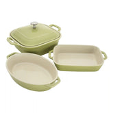 Staub | 4-pc, Macaron Mixed Baking Dish Set, Light Green | Stoneware