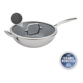 ZWILLING | 12-inch, 18/10 Stainless Steel, Wok With Lid Ceramic Hybrid | Peak