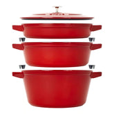 Staub | 4-pc Stackable Cookware Set, Cherry, Cast Iron | Cast Iron