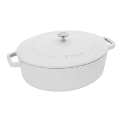 Staub | 6 qt, Wide Oval French Oven, Pure White | Cast Iron