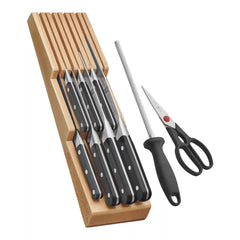 ZWILLING | 10-pc, Block Set with Beechwood In-Drawer Knife Tray, Natural | Pro