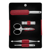 ZWILLING | 5-pc, Leather Manicure Pedicure Set With Nail Clippers, Red | PREMIUM