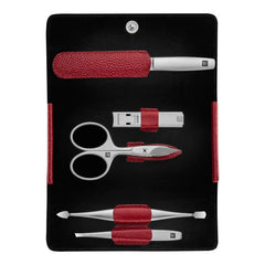 ZWILLING | 5-pc, Leather Manicure Pedicure Set With Nail Clippers, Red | PREMIUM