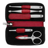 ZWILLING | 5-pc, Leather Manicure Pedicure Set With Combination Nail Scissors, Red | PREMIUM