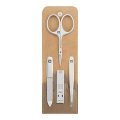 ZWILLING | 4-pc, Leather Manicure Pedicure Set With Compact Nail Clippers, Taupe | PREMIUM