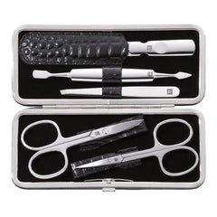 ZWILLING | 5-pc, Matte Black, Leather, Manicure Pedicure Set With Nail Scissors | CLASSIC