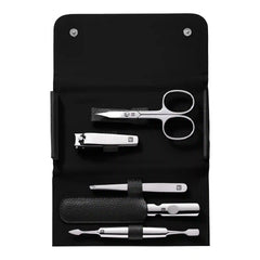 ZWILLING | 5-pc, Leather Manicure Pedicure Set With Nail Clippers, Matte Black | CLASSIC