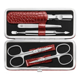 ZWILLING | 5-pc, Red, Leather, Manicure Pedicure Set With Nail Scissors | CLASSIC