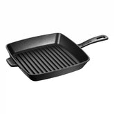 Staub | 10-inch, Cast Iron, Square, Grill Pan, Matte Black | Cast Iron