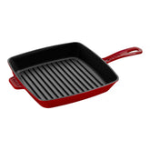 Staub | 10-inch, Cast Iron, Square, Grill Pan, Cherry | Cast Iron