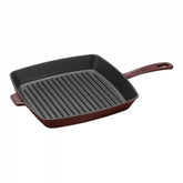 Staub | 12-inch, Cast Iron, Square, Grill Pan, Grenadine | Cast Iron