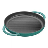 Staub | 10-inch, Round Double Handle Pure Grill, Turquoise | Cast Iron