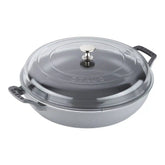 Staub | 3.5 qt, Braiser With Glass Lid, Graphite Grey | Cast Iron