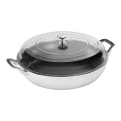 Staub | 3.5 qt, Braiser With Glass Lid, Pure White | Cast Iron