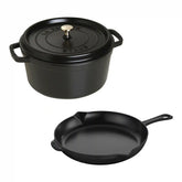 Staub | 3-pc, Cocotte and Fry Pan Set, Matte Black | Cast Iron