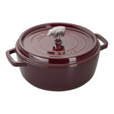 Staub | 6 qt, Pig, Cochon Shallow Wide Round Dutch Oven, Grenadine | Cast Iron