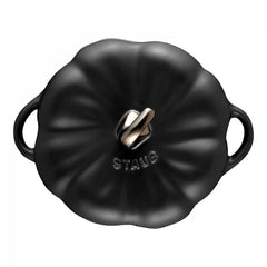 Staub | 0.5 qt, Pumpkin, Petite Dutch Oven, Matte Black | Stoneware