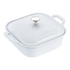 Staub | 9-inch, Square, Covered Baking Dish, White | Stoneware