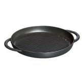 Staub | 10-inch, Round Double Handle Pure Grill, Matte Black | Cast Iron