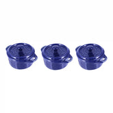 Staub | 3-pc, Mini Round Dutch Oven Set, Dark Blue | Stoneware