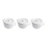 Staub | 3-pc, Mini Round Dutch Oven Set, White | Stoneware