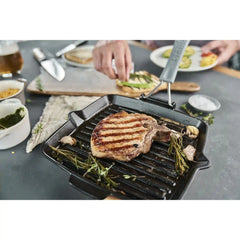 Staub | 9.5-inch, Square, 9.5" Folding Grill, Matte Black | Cast Iron