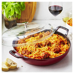 Staub | 3.5 qt, Braiser With Glass Lid, Cherry | Cast Iron