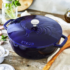 Staub | 3.75 qt, Essential French Oven Rooster Lid, Dark Blue | Cast Iron