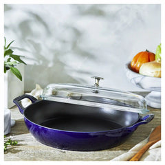 Staub | 3.5 qt, Braiser With Glass Lid, Dark Blue | Cast Iron