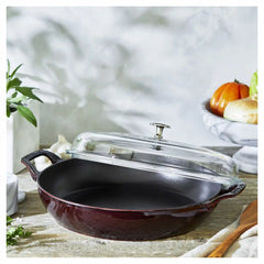 Staub | 3.5 qt, Braiser With Glass Lid, Grenadine | Cast Iron