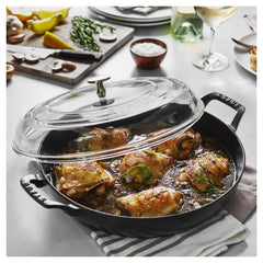 Staub | 3.5 qt, Braiser With Glass Lid, Matte Black | Cast Iron