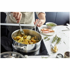 Demeyere | 5 qt Sauté Pan With Helper Handle And Lid, 18/10 Stainless Steel | Atlantis