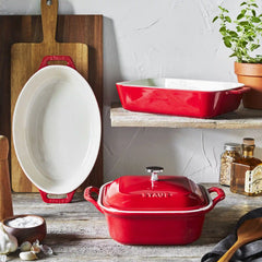 Staub | 4-pc, Mixed Baking Dish Set, Cherry | Stoneware