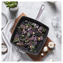 Staub | 12-inch, Cast Iron, Square, Grill Pan, Lilac | Cast Iron