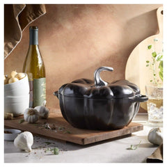 Staub | 3.5 qt, Pumpkin, Dutch Oven With Stainless Steel Knob, Matte Black | Cast Iron