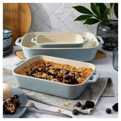 Staub | 3-pc, Rectangular Baking Dish Set, Light Blue | Stoneware